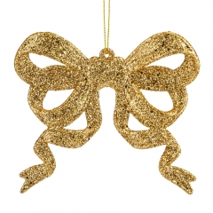 Ялинкова іграшка "Блискучий бантик", золота, 12 см (6041-002)