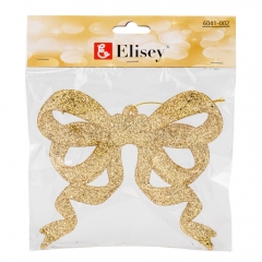 Ялинкова іграшка "Блискучий бантик", золота, 12 см (6041-002)