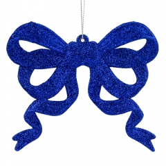 Ялинкова іграшка "Блискучий бантик", синя, 12 см (6041-004)
