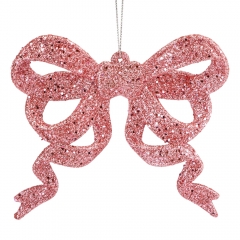 Ялинкова іграшка "Блискучий бантик", рожева, 12 см (6041-005)