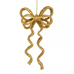 Ялинкова іграшка "Блискучий бантик", золота, 17 см (6041-007)