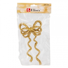 Ялинкова іграшка "Блискучий бантик", золота, 17 см (6041-007)