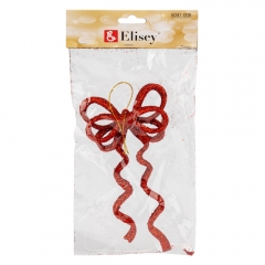 Ялинкова іграшка "Блискучий бантик", червона , 17 см (6041-008)
