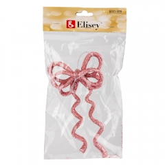 Ялинкова іграшка "Блискучий бантик", рожева, 17 см (6041-009)
