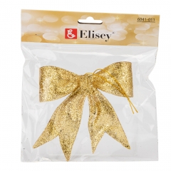 Ялинкова іграшка "Блискучий бантик", золота, 11 см (6041-011)