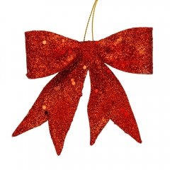 Ялинкова іграшка "Блискучий бантик", червона, 11 см (6041-012)