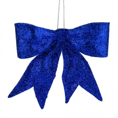 Ялинкова іграшка "Блискучий бантик", синя, 11 см (6041-013)