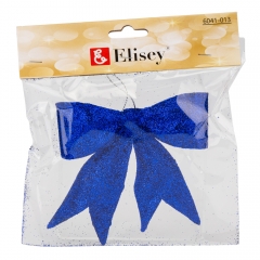 Ялинкова іграшка "Блискучий бантик", синя, 11 см (6041-013)