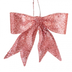 Ялинкова іграшка "Блискучий бантик", рожева, 11 см (6041-014)