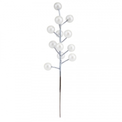 Штучна гілка "Білі ягідки", 21 см (9223-001)