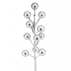 Штучна гілка "Срібні ягідки", 21 см (9223-004)