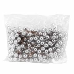 Набір декоративних ягідок "Перли", срібний, 200 шт, 6,5 см (9223-021)
