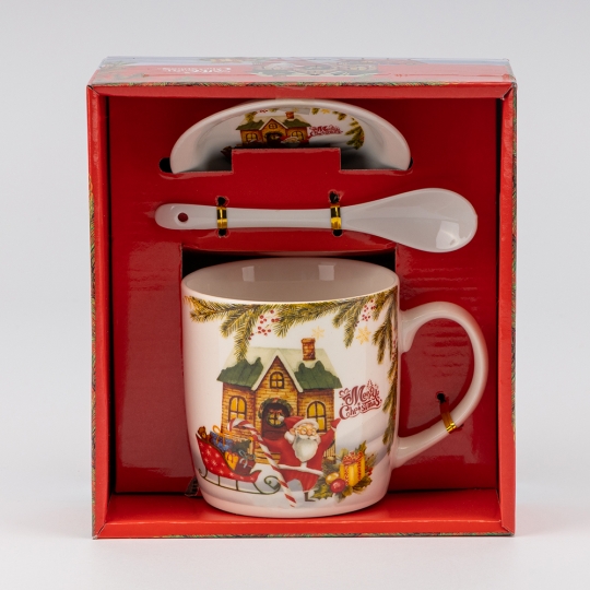 Кружка с блюдцем и ложечкой 