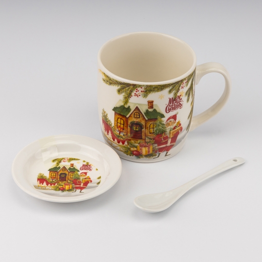 Кружка с блюдцем и ложечкой 