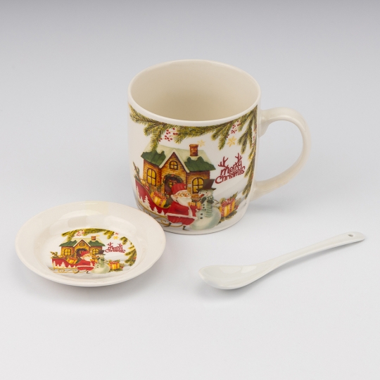 Кружка с блюдцем и ложечкой 