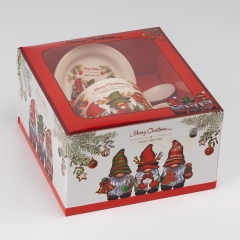 Кружка з блюдцем та ложечкою "Новорічні гноми", 350 мл * Рандомний вибір дизайну (9250-030)