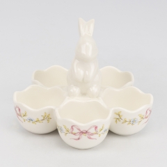 Підставка для 5 яєць "Кролик з бантиками", біла, 13 см (5104-004)