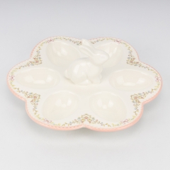 Підставка для 6 яєць "Кролик з квітами", біла, 25 см (5104-005)