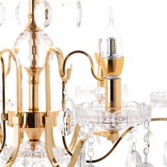 Люстра золотая на 6 свечей с хрустальными кристаллами (ZZG8073/6/gold) (ZZG8073/6/gold)