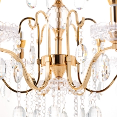 Люстра золотая на 6 свечей с хрустальными кристаллами (ZZG8073/6/gold) (ZZG8073/6/gold)
