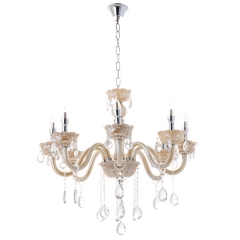 Люстра классическая бежевая, детали из стекла (8 свечей) (LL007/8) (LL007/8)