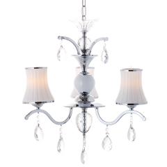 Люстра классика с белым абажуром и кристаллами (3 лампы) (OU005/3/chrom) (OU005/3/chrom)
