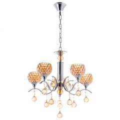 Люстра классическая с 5 фактурными плафонами медового цвета (OU012/5/chrom) (OU012/5/chrom)