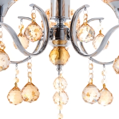 Люстра классическая с 5 фактурными плафонами медового цвета (OU012/5/chrom) (OU012/5/chrom)