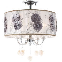 Люстра припотолочная с тканевым абажуром (4 лампы) (RL009/4) (RL009/4)