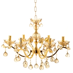 Люстра классическая золотая с 6 стеклянными плафонами медового цвета (OU018/6/gold) (OU018/6/gold)