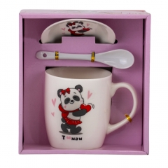 Набор чашка с блюдцем "Романтичные пандочки" (на 1 персону) 300 мл * Рандомный выбор дизайна (9199-010)