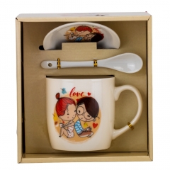 Набор чашка с блюдцем "Мгновения любви" (на 1 персону) 300 мл * Рандомный выбор дизайна (9199-011)