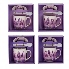 Набор чашка с блюдцем "Лаванда из Прованса" (на 1 персону) 300 мл * Рандомный выбор дизайна (9199-013)