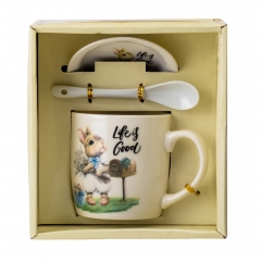 Набор чашка с блюдцем "Веселые кролики" (на 1 персону) 300 мл * Рандомный выбор дизайна (9199-014)