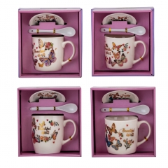 Набор чашка с блюдцем "Танец бабочек" (на 1 персону) 300 мл * Рандомный выбор дизайна (9199-015)