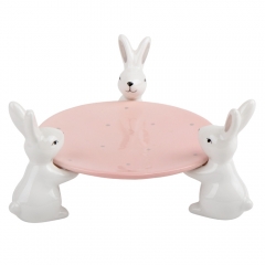 ТІЛЬКИ САМОВИВІЗ Підставка "Білі кролики", рожева, 18 см (5005-014)