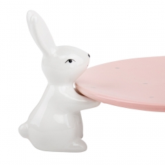 ТІЛЬКИ САМОВИВІЗ Підставка "Білі кролики", рожева, 18 см (5005-014)