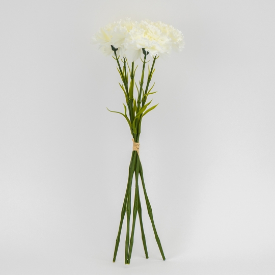 Букет гвоздик, 5 бутонів, кремовий, 55 см (2026-020/white)