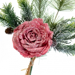 Новорічна гілка "Роза" червона (6008-026)