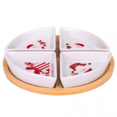 Набор пиал на бамбуковой подставке "Заботливый Санта", 21,5 см (6020-007)