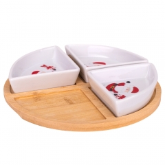 Набор пиал на бамбуковой подставке "Заботливый Санта", 21,5 см (6020-007)