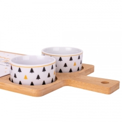 Набор пиал с дощечкой на бамбуковой подставке "Merry Christmas", 32*17 см (6020-008)