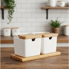 Набір ємностей для зберігання на бамбуковій підставці "Ласунка", 20 см (9184-023)