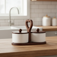 Набір ємностей для зберігання з бамбуковою кришкою "Дует гармонії", 21*10 см (9198-027)