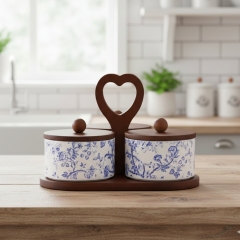 Набір ємностей для зберігання з бамбуковою кришкою  "Серце Провансу", 21*20,5 см (9198-030)
