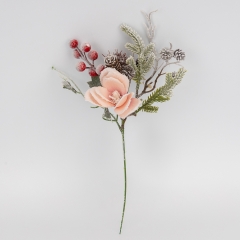 Декоративна гілка "Засніжена магнолія", рожева, 35 см (9258-003)