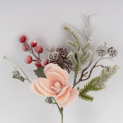 Декоративна гілка "Засніжена магнолія", рожева, 35 см (9258-003)