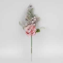 Декоративна гілка "Засніжена троянда", червона, 47 см (9258-008)