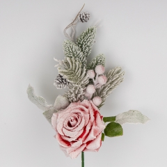 Декоративна гілка "Засніжена троянда", червона, 47 см (9258-008)