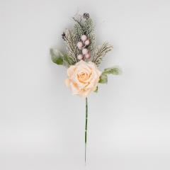 Декоративна гілка "Засніжена троянда", кремова, 47 см (9258-009)
